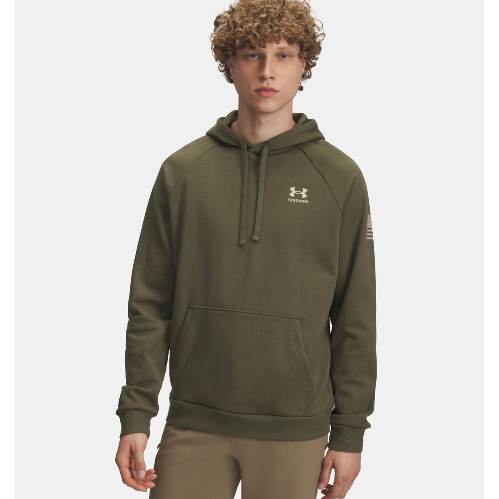 Under Armour Freedom Hoodie Mens Large Green ColdGear Flag Graphic 1352678
